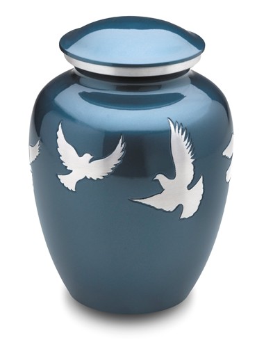 Blue Urn with Pigeon
