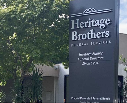 Heritage Brothers Funeral Services Burleigh Heads Gold Coast Chapel Sign