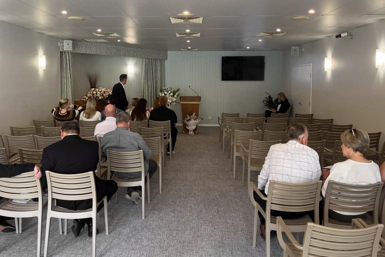 Service with attendees in the refurbished Heritage Brothers Burleigh Heads Chapel